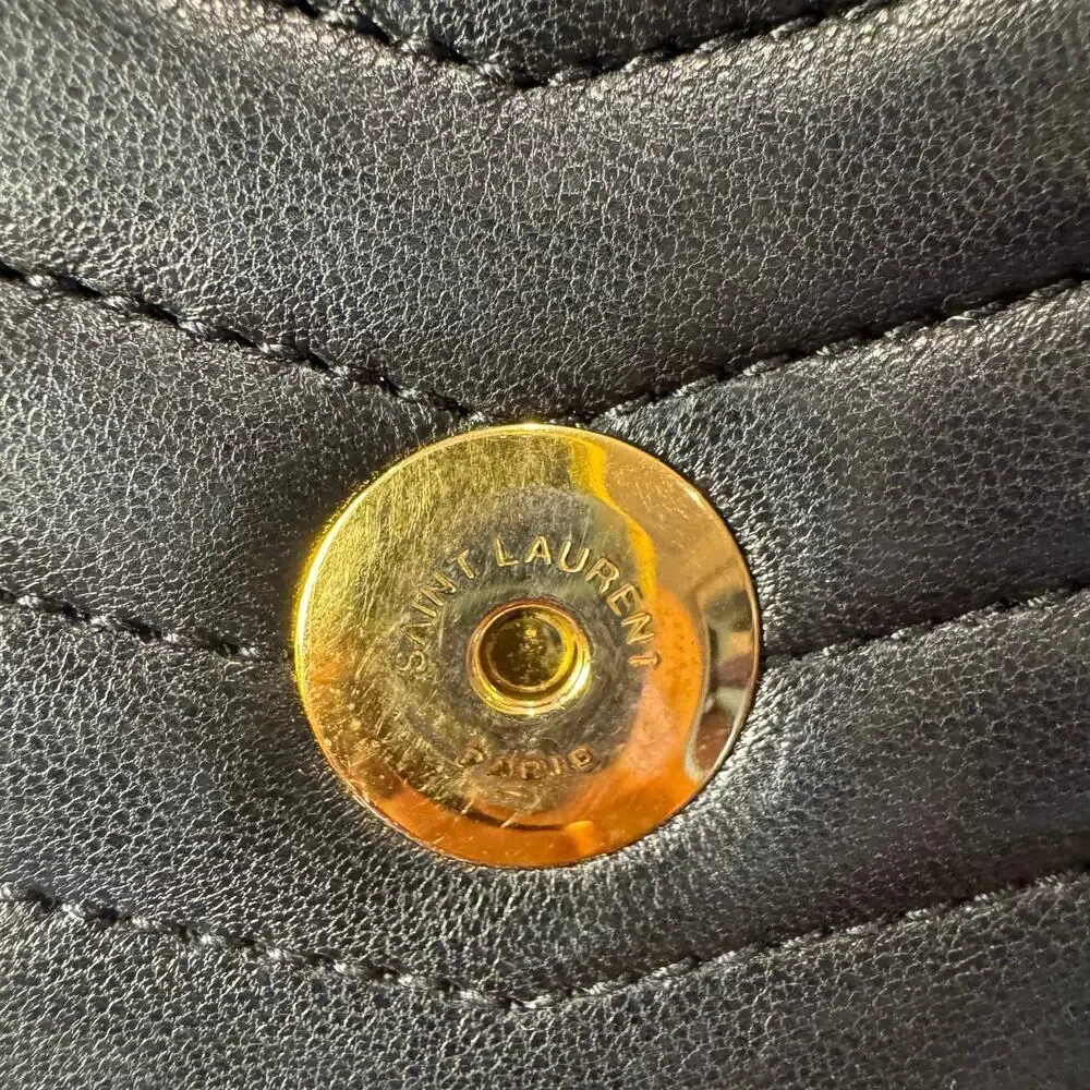 YSL Laurent Chevron Suplice Black Lambskin Double Flap Crossbody Bag GHW‎ CoA - Picture 6 of 10